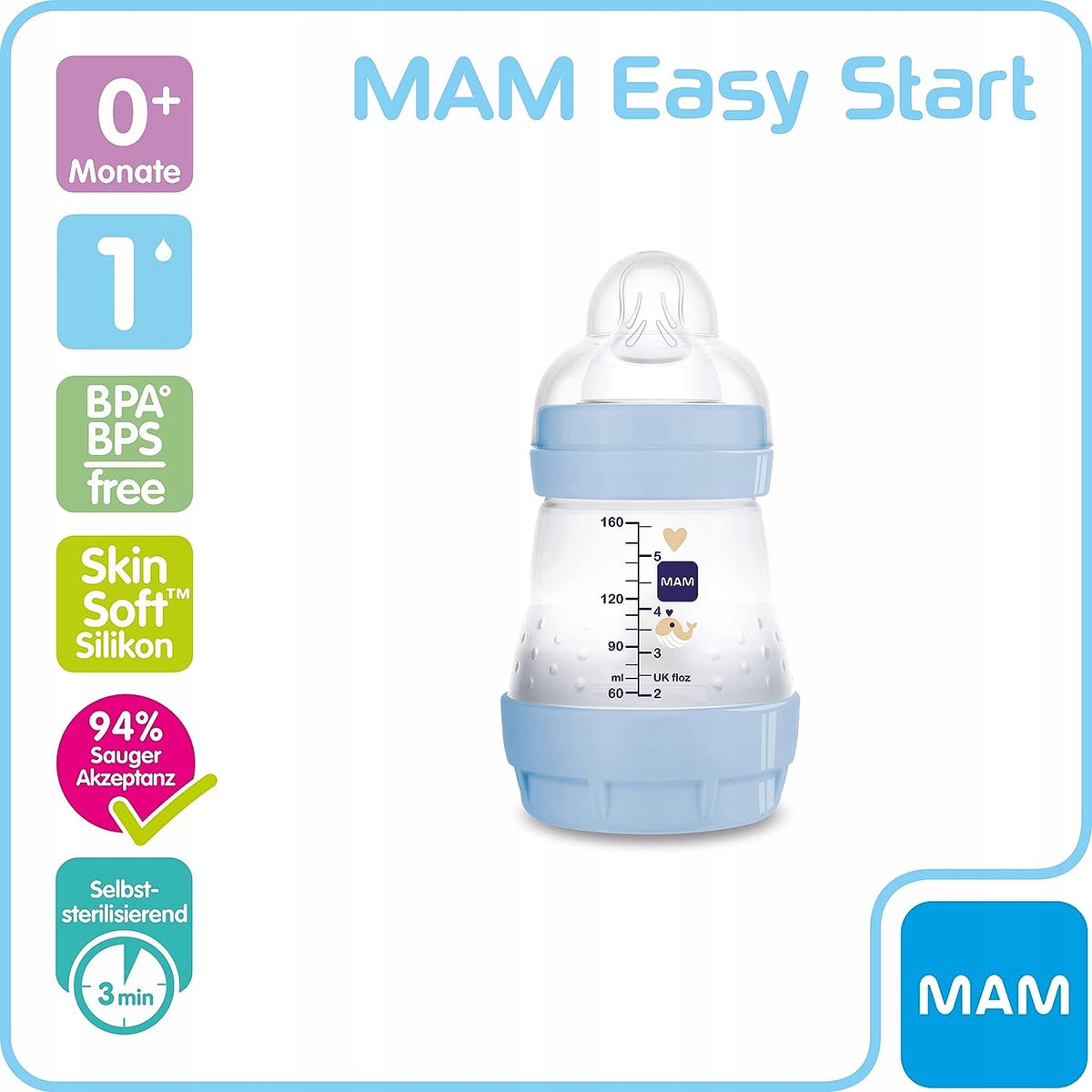MAM Easy Start biberão anticólicas 160ml 0+