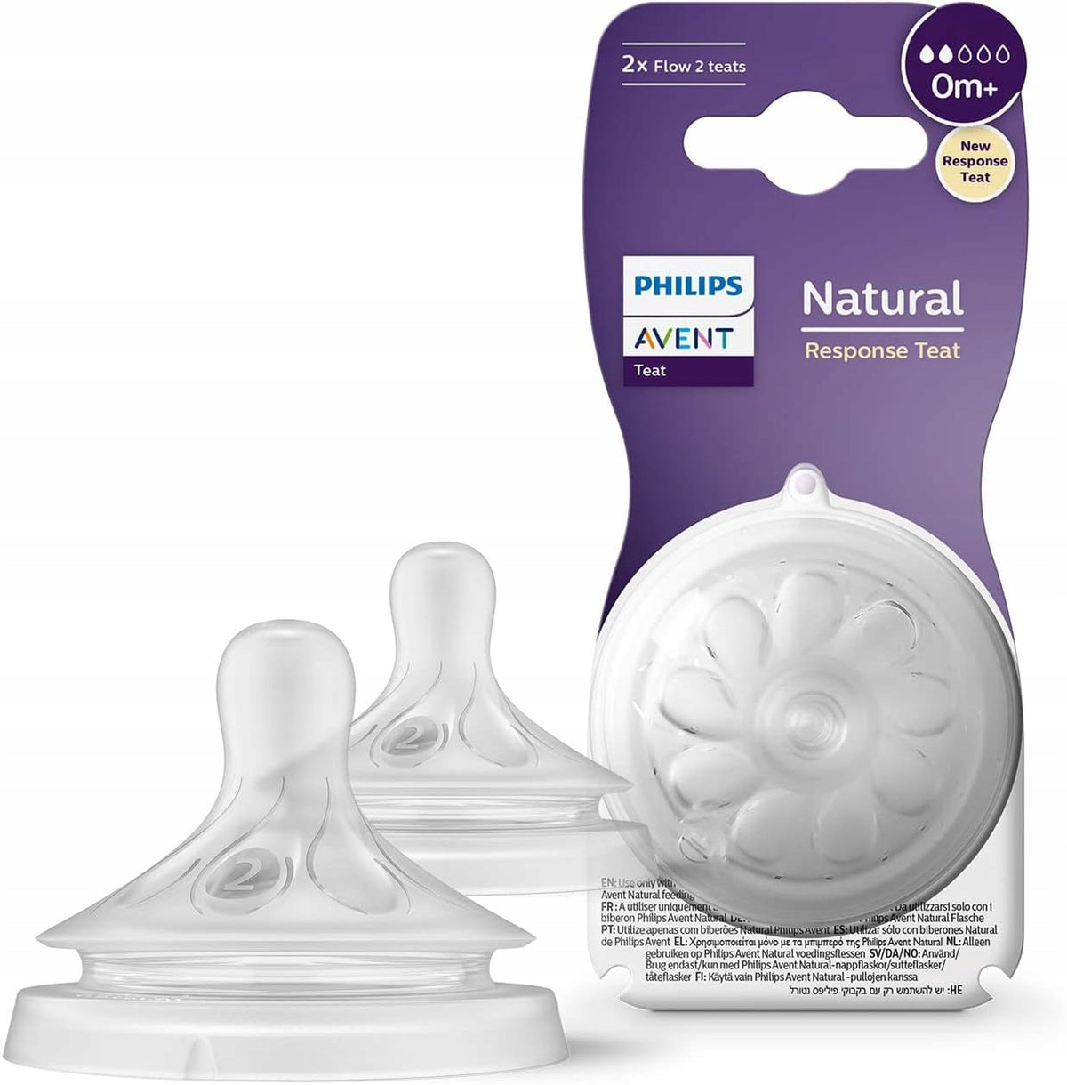PHILIPS AVENT Natural RESPONSE smoczki do butelek 0msc+ x2