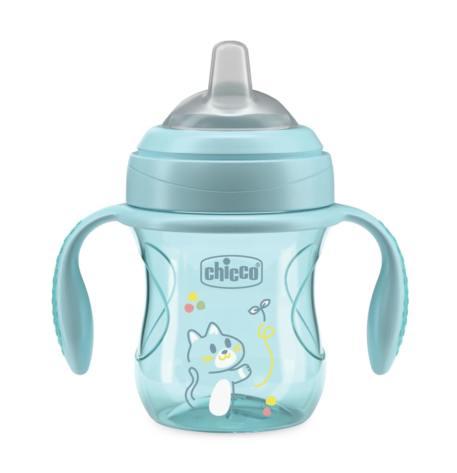 CHICCO Transition Cup hrnek nekapající s náustkem a držadly 200 ml 4 m+