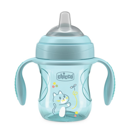 CHICCO Transition Cup hrnek nekapající s náustkem a držadly 200 ml 4 m+