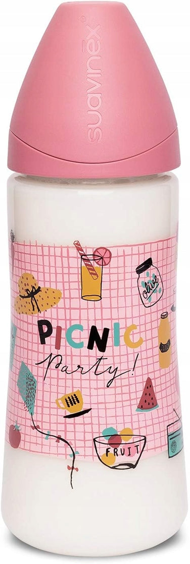SUAVINEX fľaša s latexovým cumlíkom, veľkosť 2, 6 m+, 360 ml PICNIC PARTY