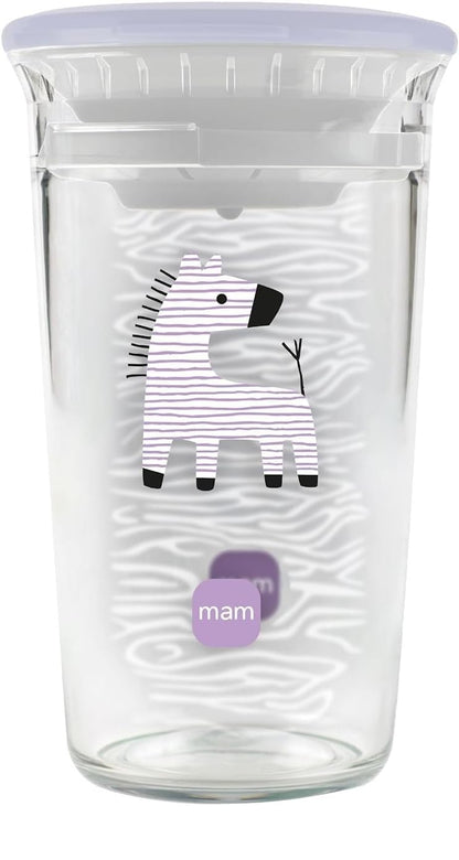 MAM Easy to Drink Cup εκπαιδευτικό κύπελλο χωρίς διαρροές με στόμιο 360° 290 ml 8 m+ ΖΕΒΡΑ