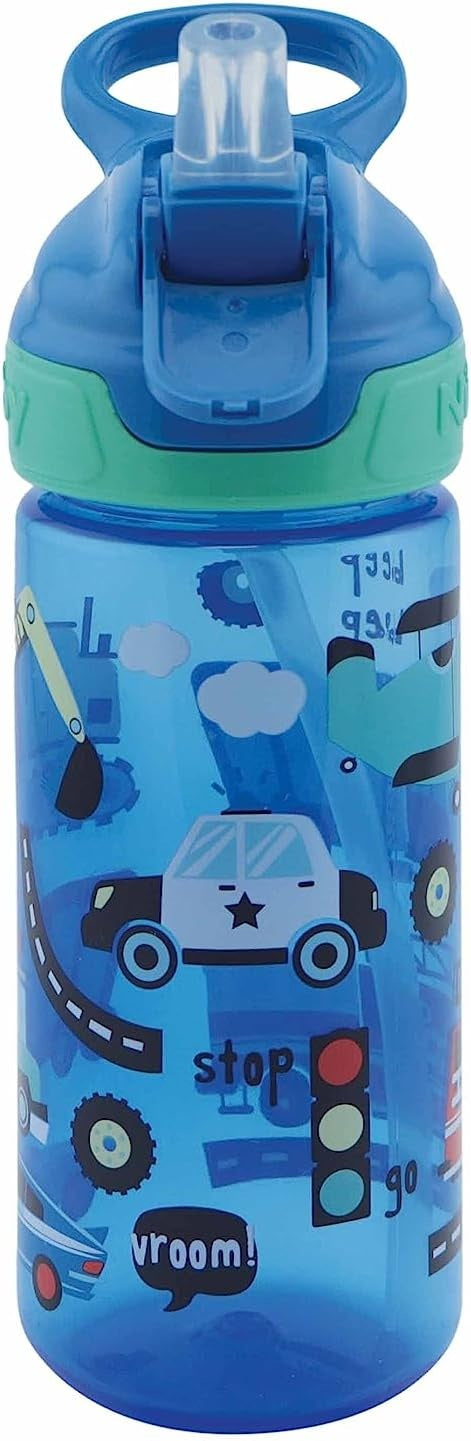 Nuby Flip it Cup – niebieski kubek z motywem pojazdów