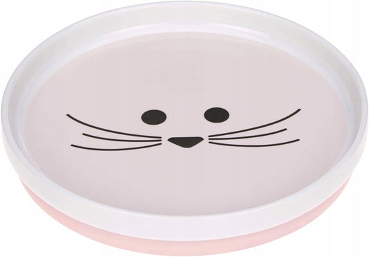 LASSIG Little Chums zestaw naczyń porcelanowych, porcelanowa miseczka dziecięca biało-różowa z antypoślizgową podstawą