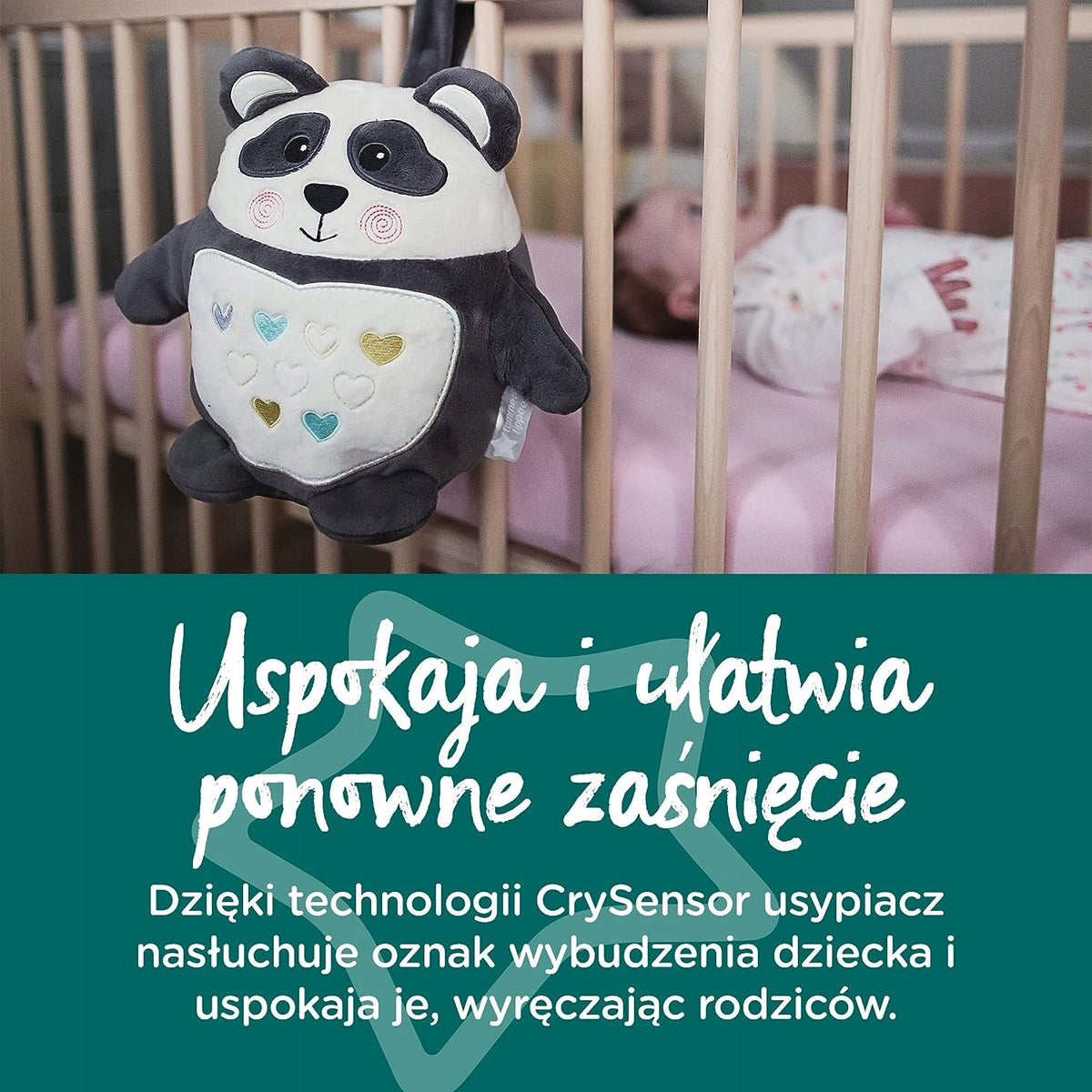 TOMMEE TIPPEE Pip the Panda PRZYTULANKA lampka dźw. przytulanka z CrySensor, lampka nocna do łóżeczka dla niemowląt