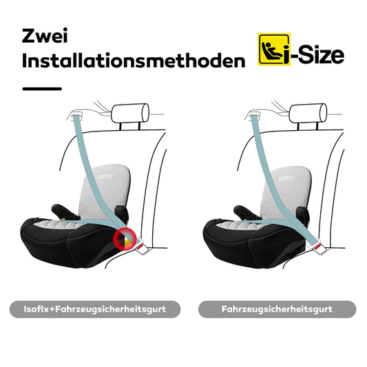 LETTAS I-SIZE bilbarnstol, bälteskudde, grupp III med ISOFIX