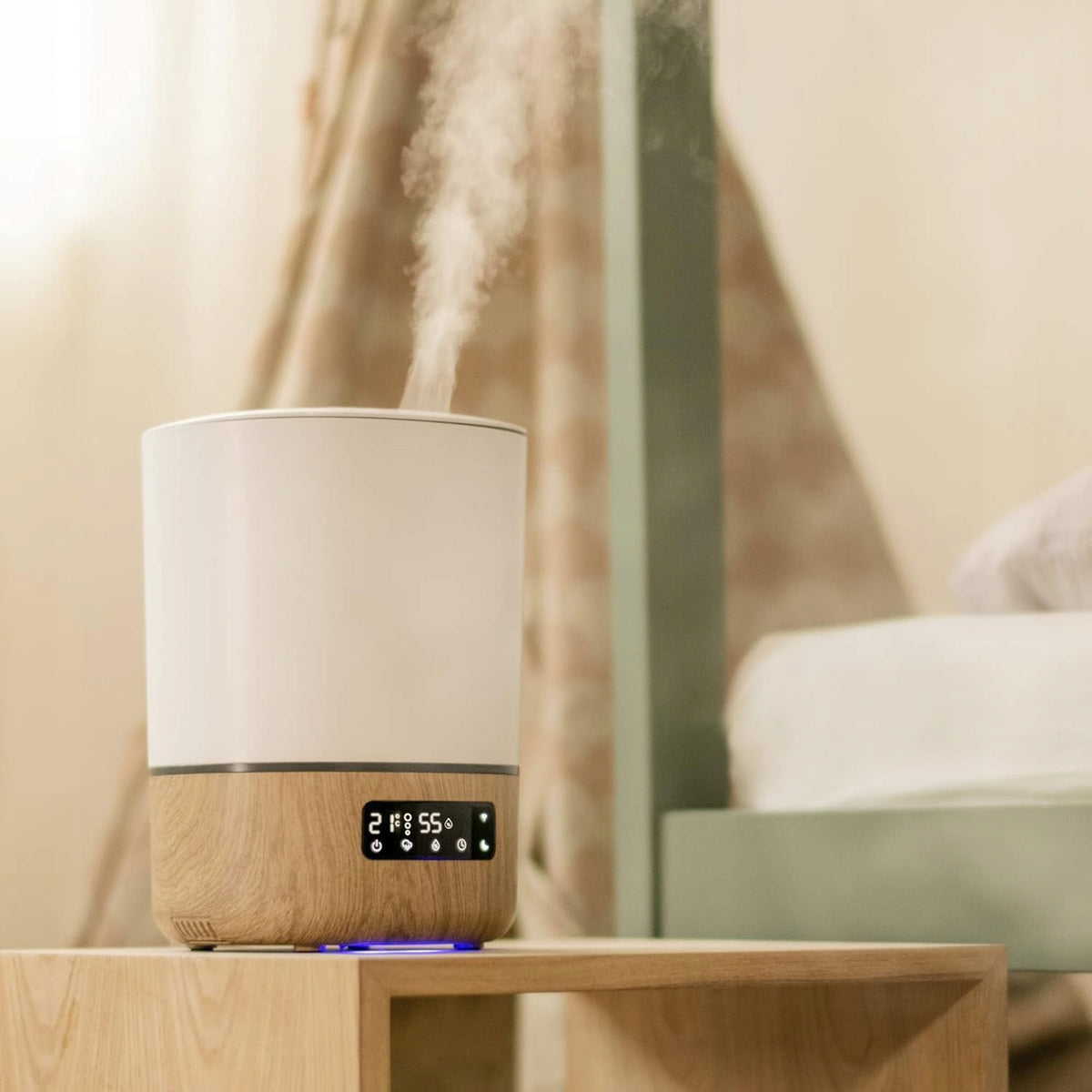 MAXI-COSI Breathe zdalny nawilżacz powietrza 24 h aplikacja Connected Home, biało-drewniany