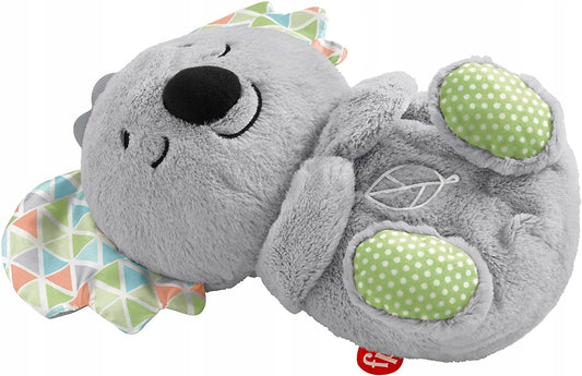 FISHER-PRICE śpiący KOALA oddychający brzuszek, szara przytulanka uspokajająca dla niemowląt 0+