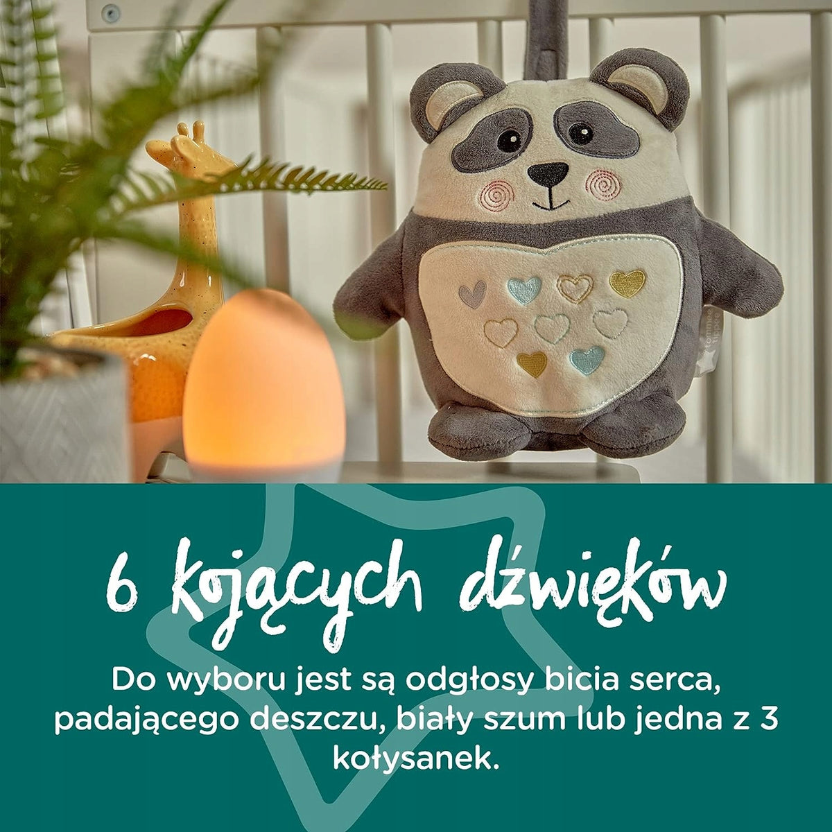 TOMMEE TIPPEE Pip the Panda PRZYTULANKA lampka dźw. z 6 kołysankami i światłem nocnym, grafitowo-beżowy