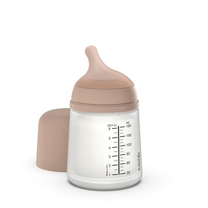 Suavinex Zero Zero butelka 180 ml Medium z beżowym smoczkiem