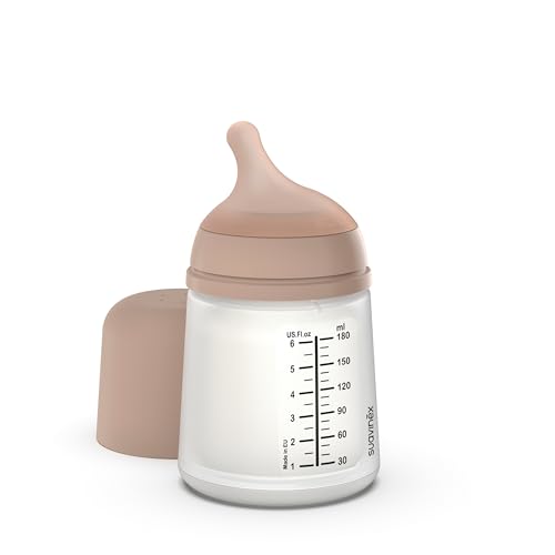 Suavinex Zero Zero butelka 180 ml Medium z beżowym smoczkiem