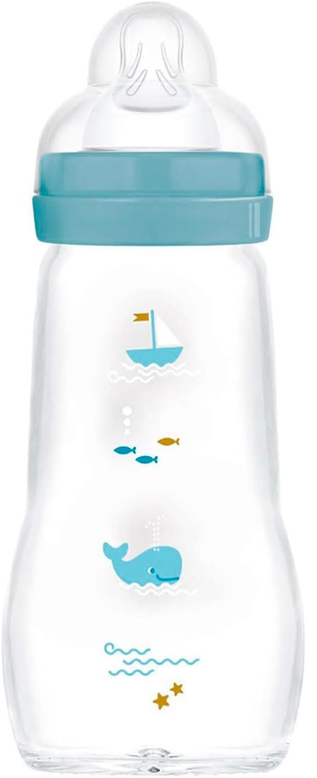 MAM Feel Good steklenička iz stekla 260 ml 2 m+ nastavek 2
