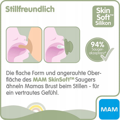 MAM ORIGINAL PURE smoczek uspokajający x2 0-6m, silikon SkinSoft, 94% akceptacja ssania
