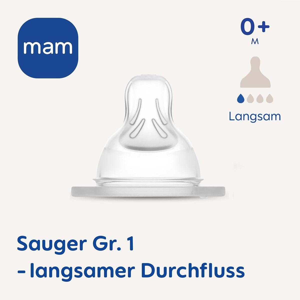 MAM smoczki do butelek 0msc+ x2, silikonowy smoczek MAM 0+ z wolnym przepływem