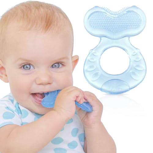 NUBY Teethe-eez silikontuggis med fodral blå 3m+