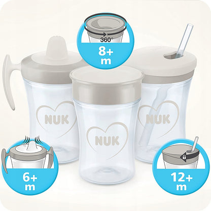 NUK Magic Cup KUBEK NIEKAPEK ustnik 360, szary kubek 230 ml dla dzieci 8m+