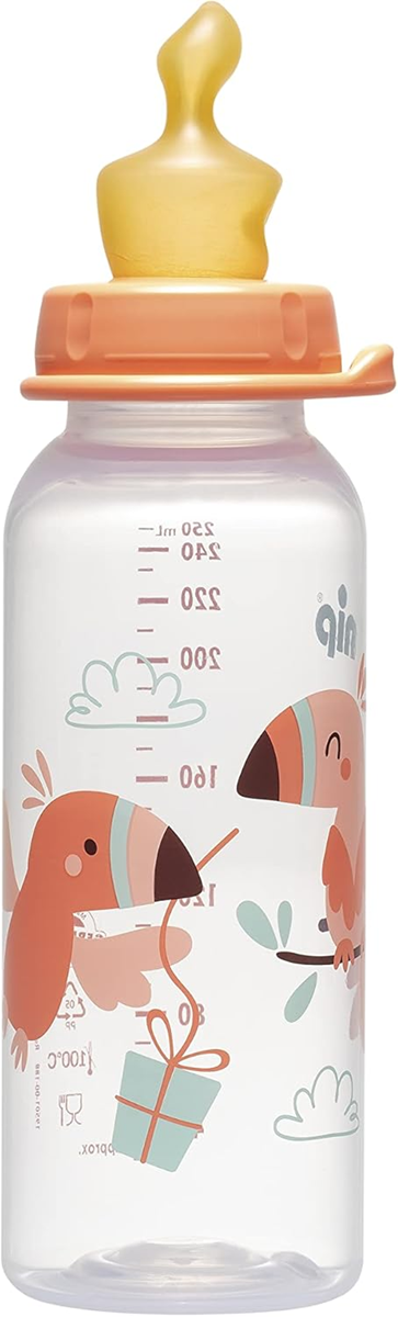 Biberon NIP avec tétine en latex taille M débit moyen 240 ml