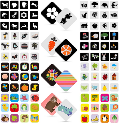 OALYIPcontrast cardsage 0-12 mmulticoloureddimensions 14.5 x 14.5 cmmaterial paperBPA-freeNew conditionDamaged