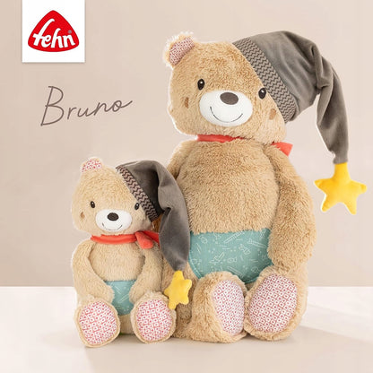 FEHN pluszowy miś Bruno 25cm, beżowy miś z gwiazdką, miękka przytulanka dla dzieci